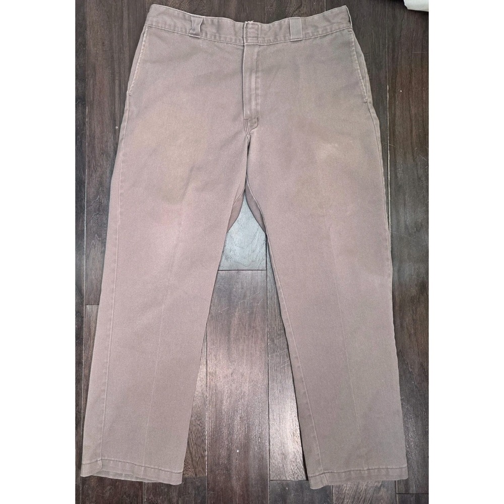 Dickies Work Pants 874 Original Fit Gray Flat Front Mens Size 38x32 Workwear